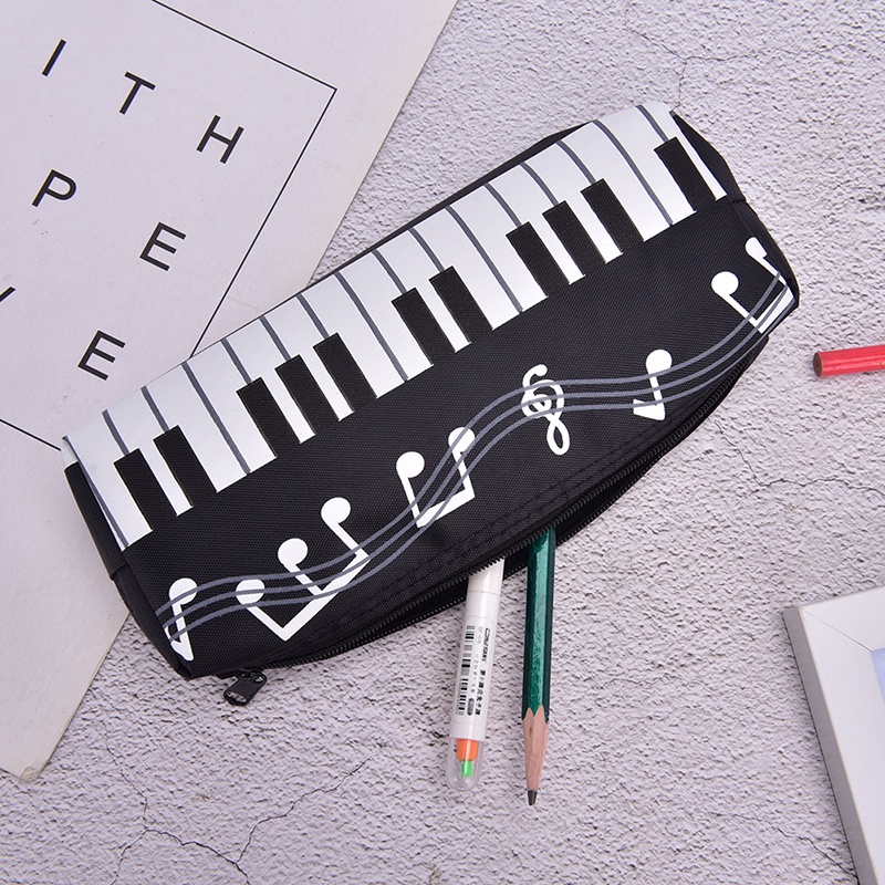 

Creative Music Notes Piano Keyboard Pencil Case Canvas Pen Bags Large Capacity Stationery Office Sch