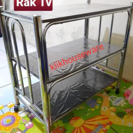 Meja Tv /Rak Tv /Tv Rack Besi + Roda Nikel Flowerbean23