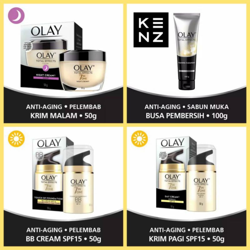 OLAY Total Effects 7 in 1 Anti Aging Pelembab Night / Day Cream SPF15 50g