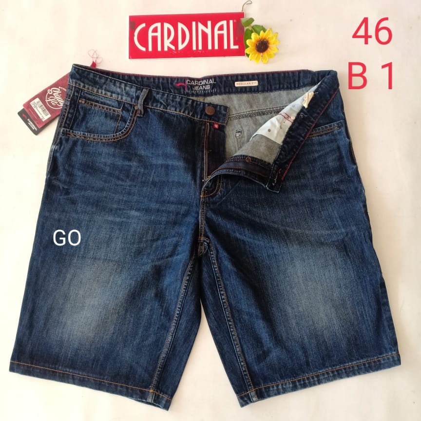 gof 40-46R CARDINAL JEANS Celana Pria Celana Pendek Bermuda Casual Sobek Slimfit Reguler Fit Reguler