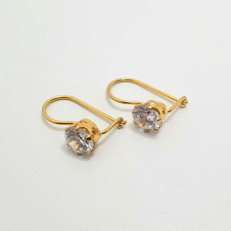 Anting Desi Emas Mata Putih Bulat Besar 2 Gram