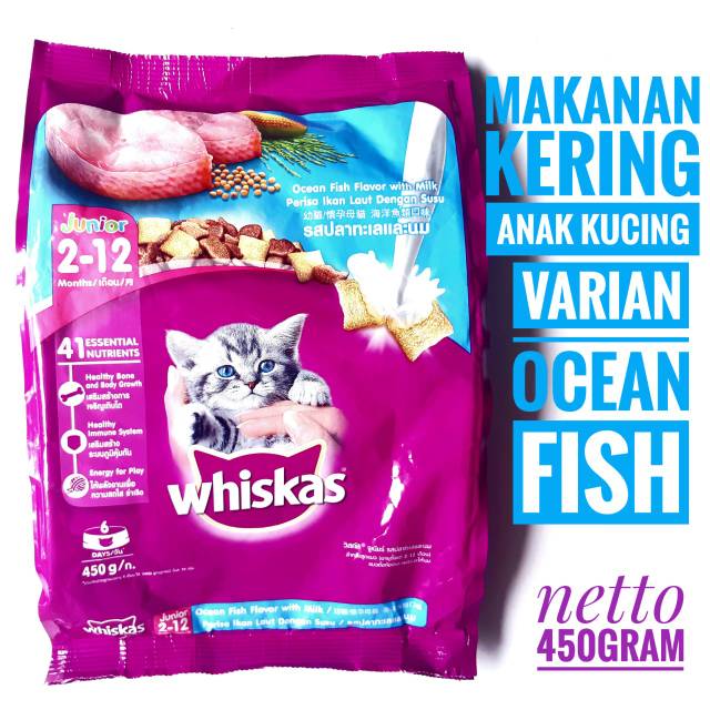 Whiskas dry junior 450 gr Freshpack makanan kucing 450gr