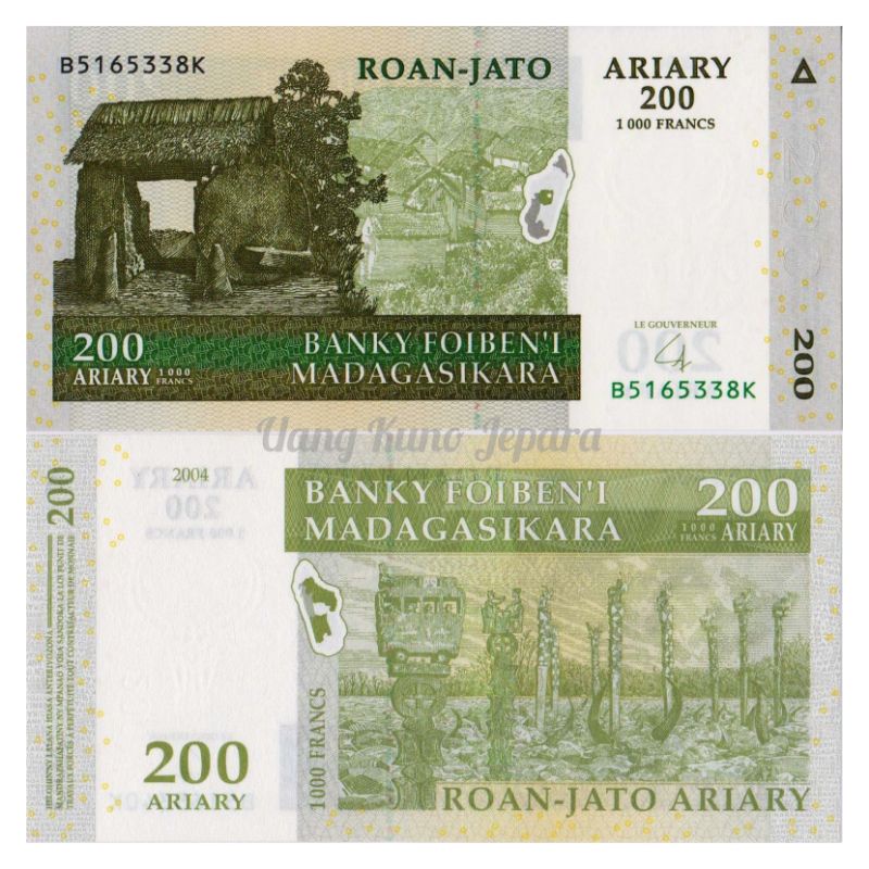 Uang Kuno Luar Atau Asing 200 Ariary Madagaskar #Baru