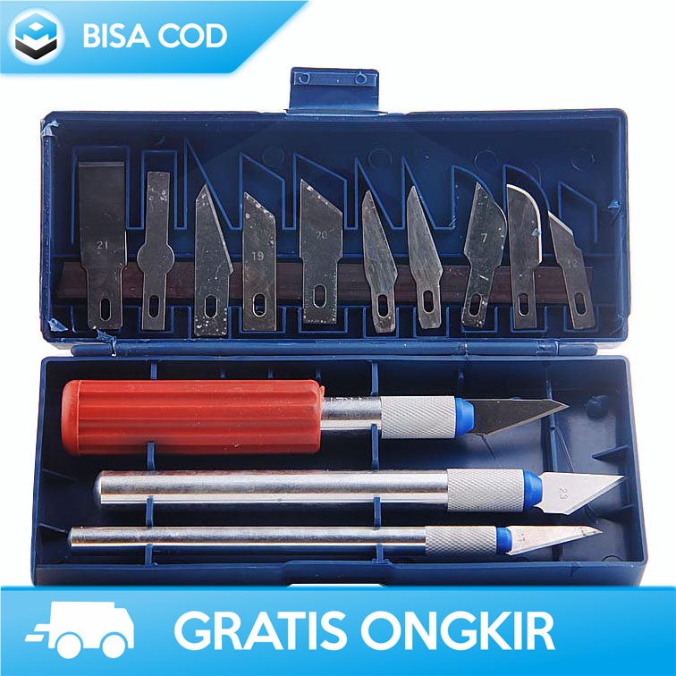 PISAU KERAJINAN UKIR KNIFEZER A-003 ORIGINAL 13 IN 1 PISAU SET MURAH TAJAM BERKUALITAS