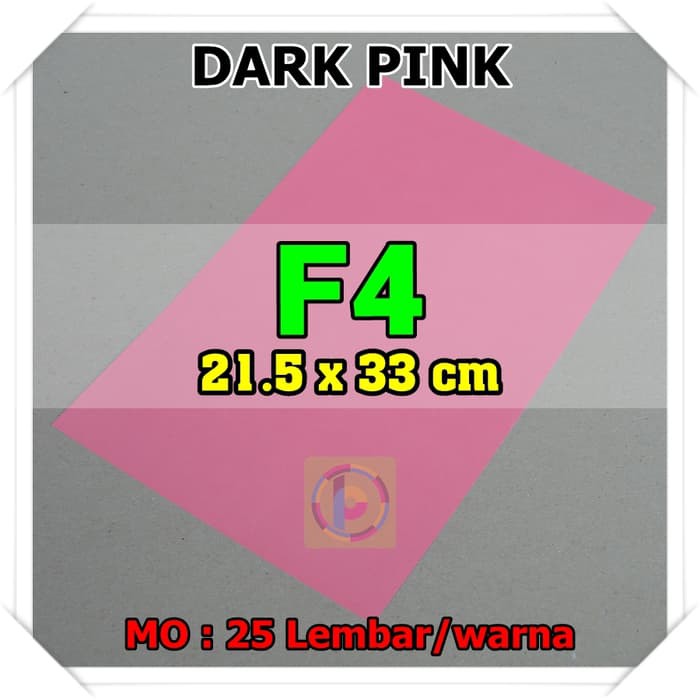 

Promo Kertas Karton Jasmine Uk. F4 DARK PINK / PINK TUA / FANTA Murah