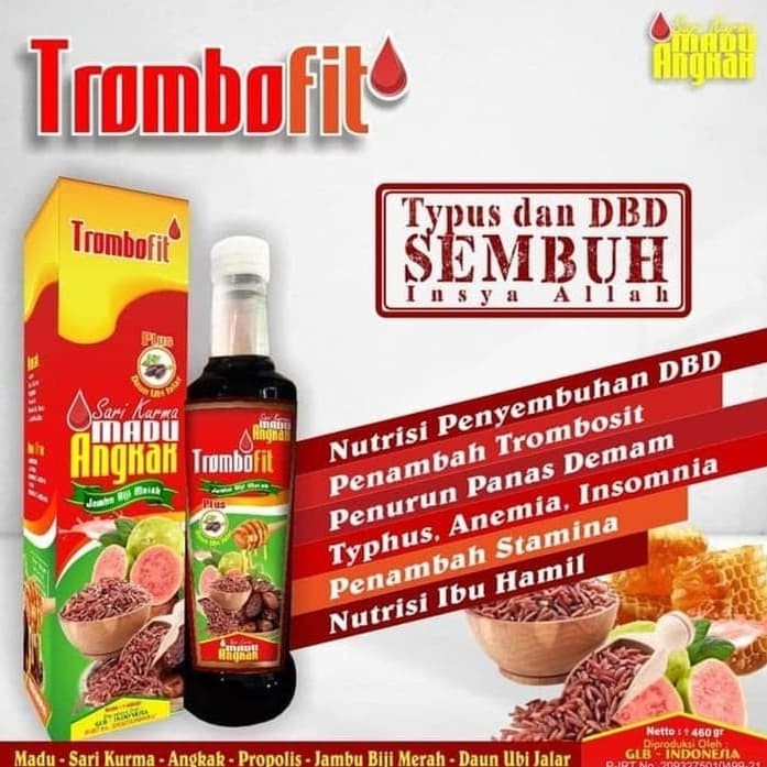 Trombofit Madu Sari Kurma Angkak Jambu Biji Merah Untuk Typus, DBD &amp; Menaikkan Trombosit