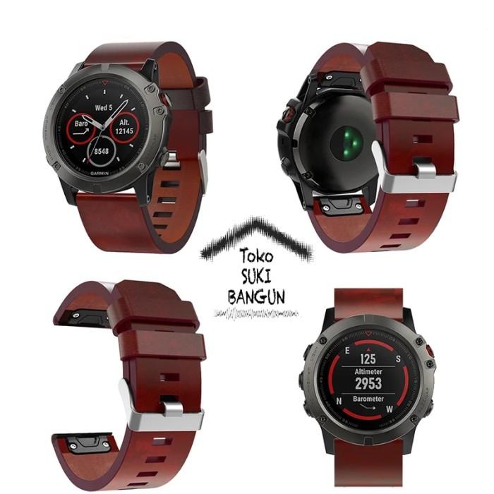 Tali Jam Garmin Fenix 6X Sapphire Pro Solar Pu Leather Watch Strap