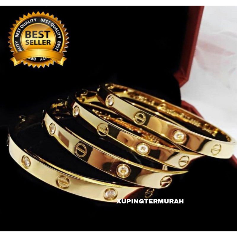 Gelang Titanium Wanita PREMIUM Permata Lapis Emas GTT001-002 BO,D