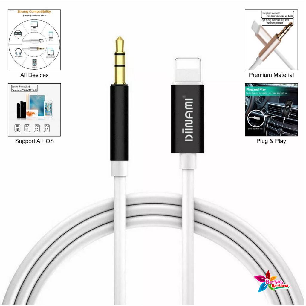 DIINAMI kabel iphone Lightning to aux 3.5mm Type C To Jack 3.5MM Premium Nylon kabel Audio BB8296