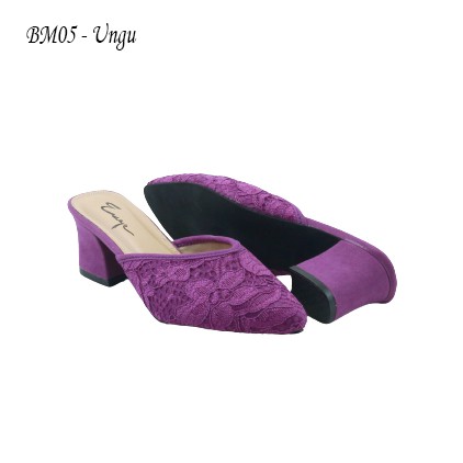 BM05 Sepatu Bustong Pesta Brukat Heels 5cm / Sepatu Pesta Wanita / Sepatu Wedding / Wedding Shoes-Ungu
