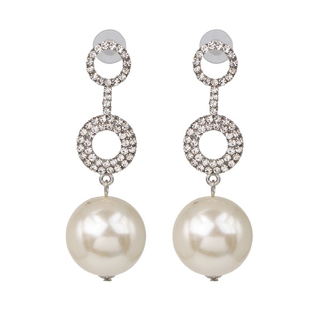 LRC Anting Tusuk Fashion White Geometric Diamond Stud Earrings F67662