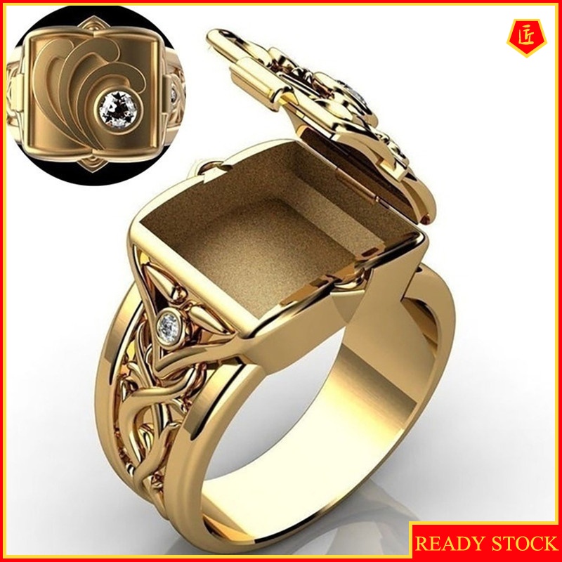 [Ready Stock]Hip Hop Punk 18K Gold Men's Ring Creative