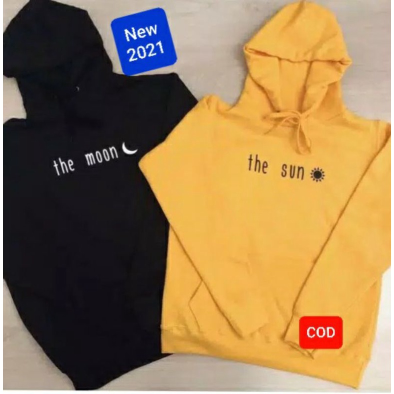 Jaket Hoodie Couple The Sun & The moon Unisex Big Size S M L XL XXL XXXL XXXXL Jumbo All 2021