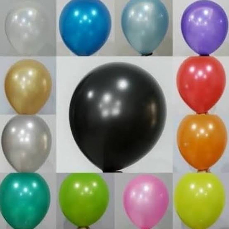 balon latex metalic 12 inch balon polos warna pink kuning hitam biru hijau merah putih hitam metalik