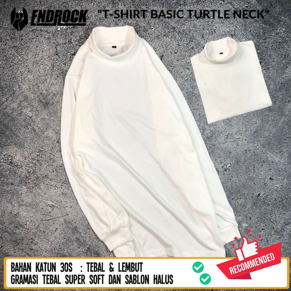 Kaos lengan panjang polos turtle neck