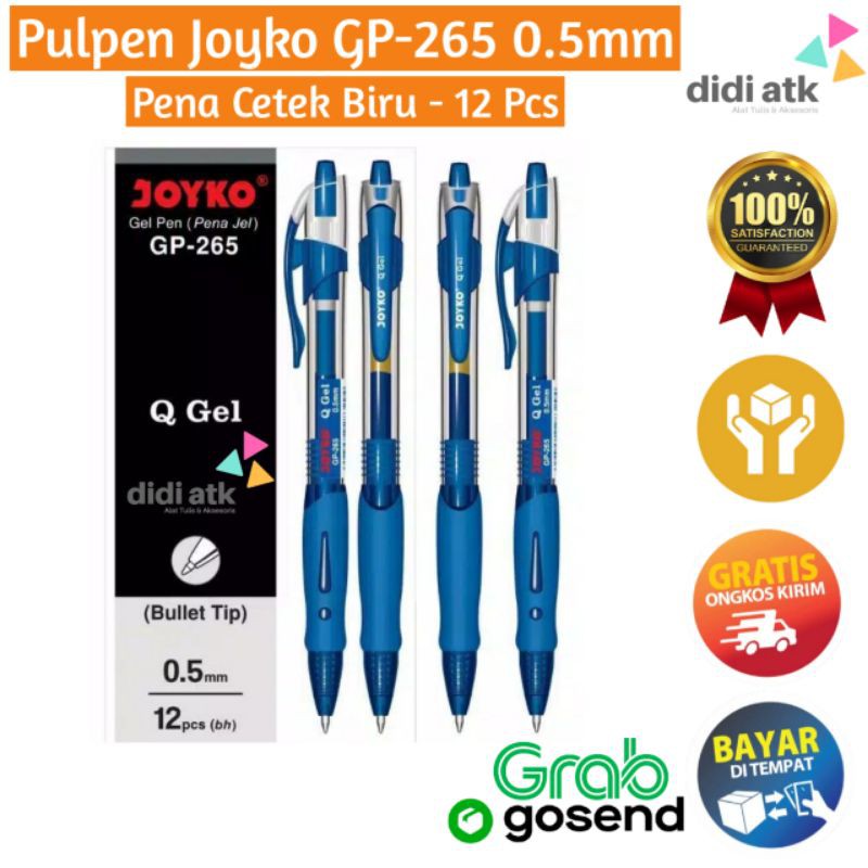 

Pulpen Joyko GP-265 / Pena Tinta Biru Q Gel / Pen Jel Cetrek 0.5mm 1 Box 12 Pcs