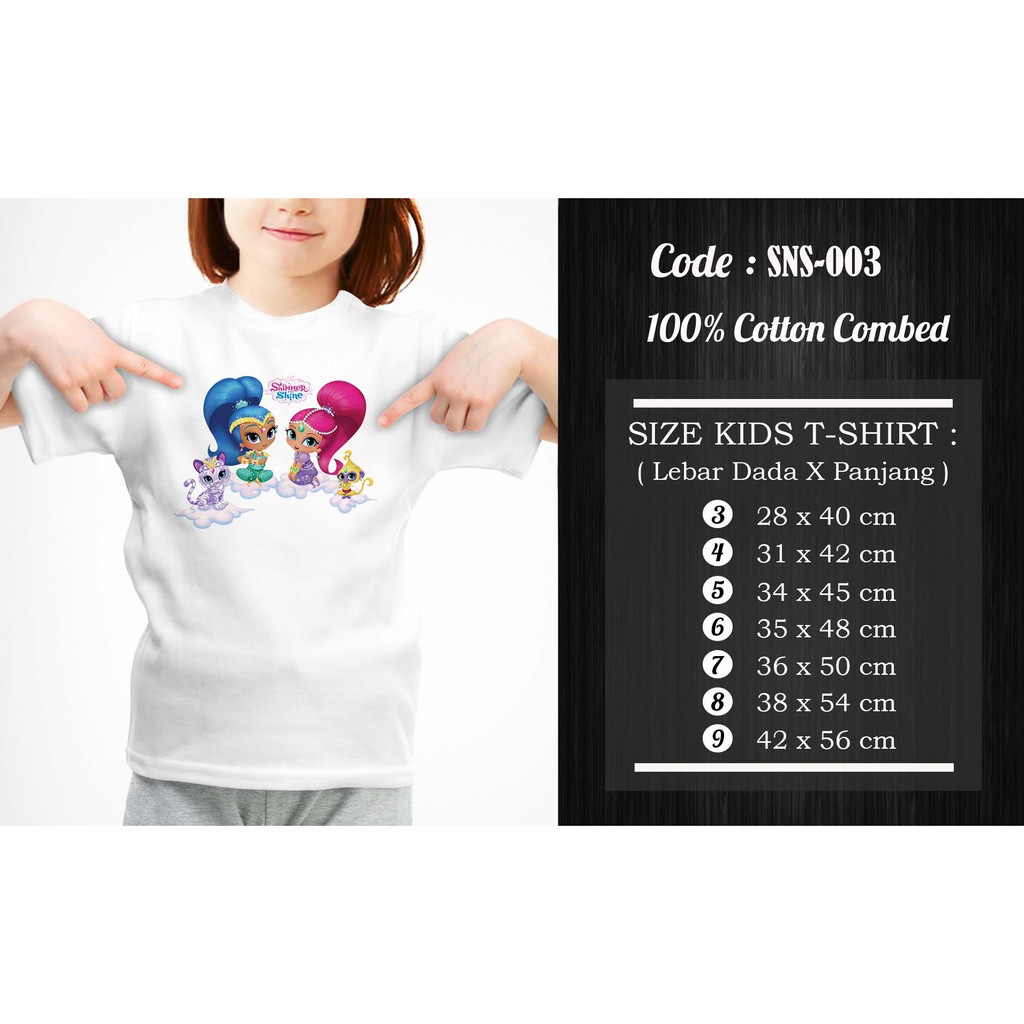 [FREE NAMA !!] Kaos Anak &amp; Family Shimmer and Shine 100% COTTON PREMIUM