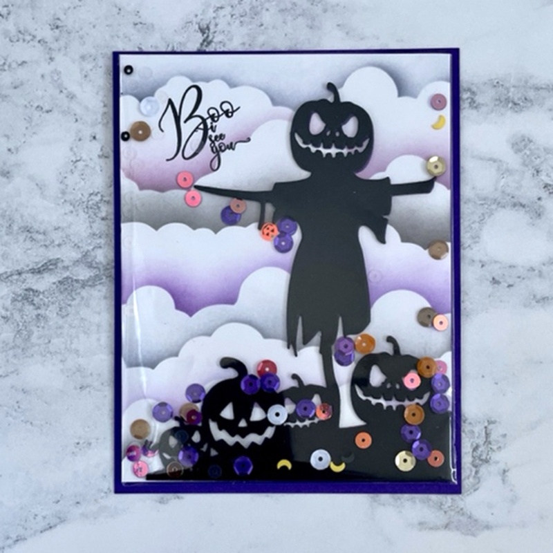 Cetakan Stensil Cutting Dies Motif Labu Halloween Bahan Metal Untuk Scrapbook / Craft DIY