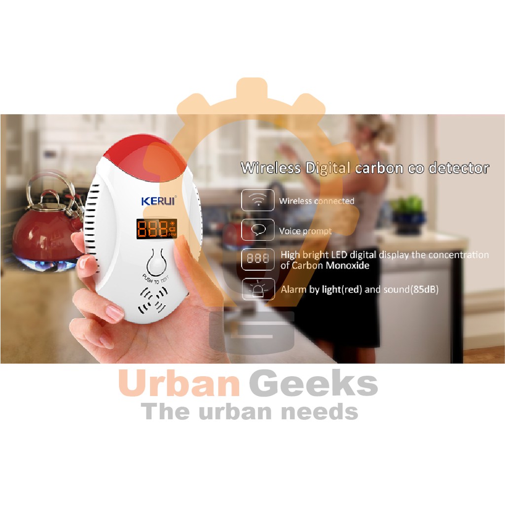 Pendeteksi Kebocoran CO Wireless Home Alarm Carbon Monoxide KERUI CD17