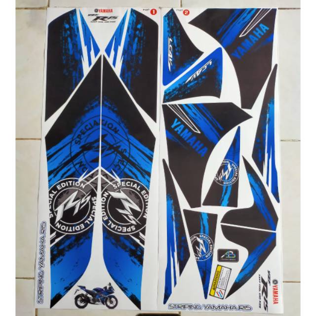 Striping stiker variasi yamaha R15 v1v2 biru