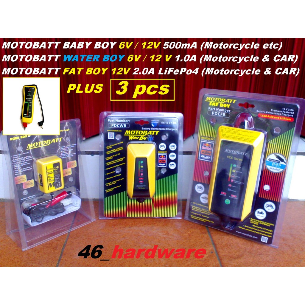 MOTOBATT BABY BOY 500mA WATER BOY 1A FAT BOY 2A BATTERY CHARGER TESTER - 46_hardware