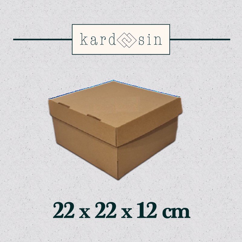 

KARDUS PACKING BOX COKLAT PACKAGING POLOS CUSTOM SABLON MAKANAN DIE CUT HARD BOX CAKE KUE 22X22X12