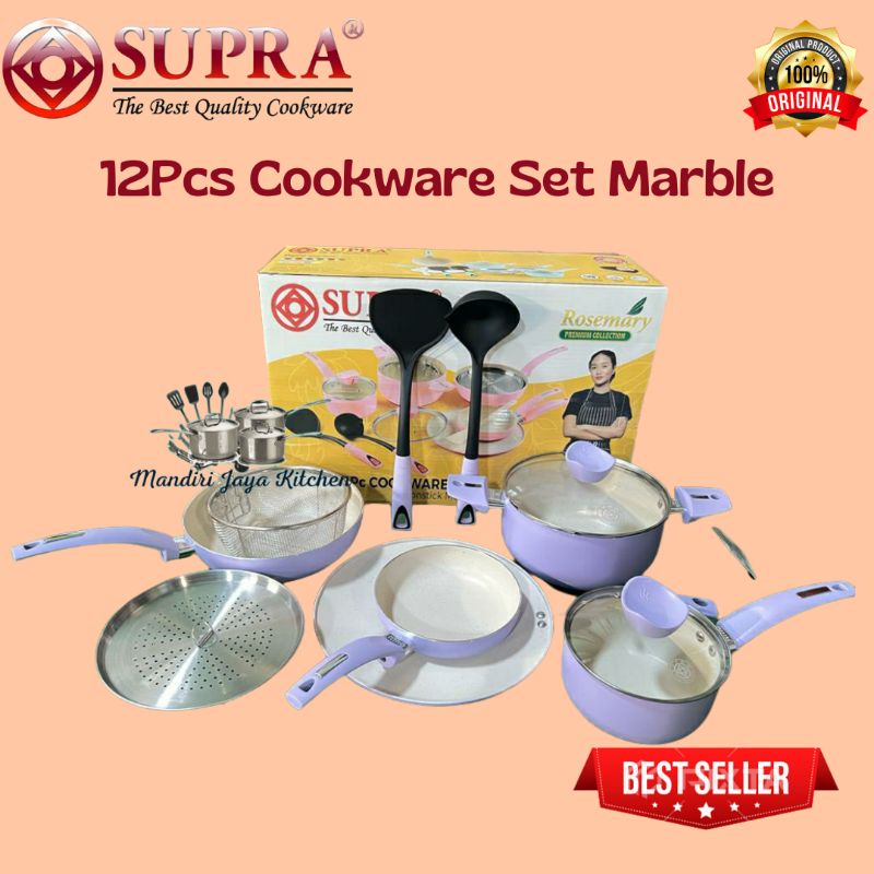 New Panci SUPRA 12pcs Cookware Set Marble