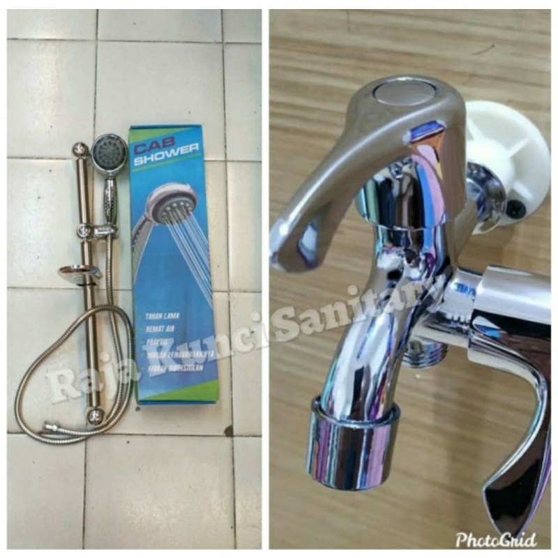 Shower Tiang Stainless + Kran Cabang/ShowerSet Kamar Mandi