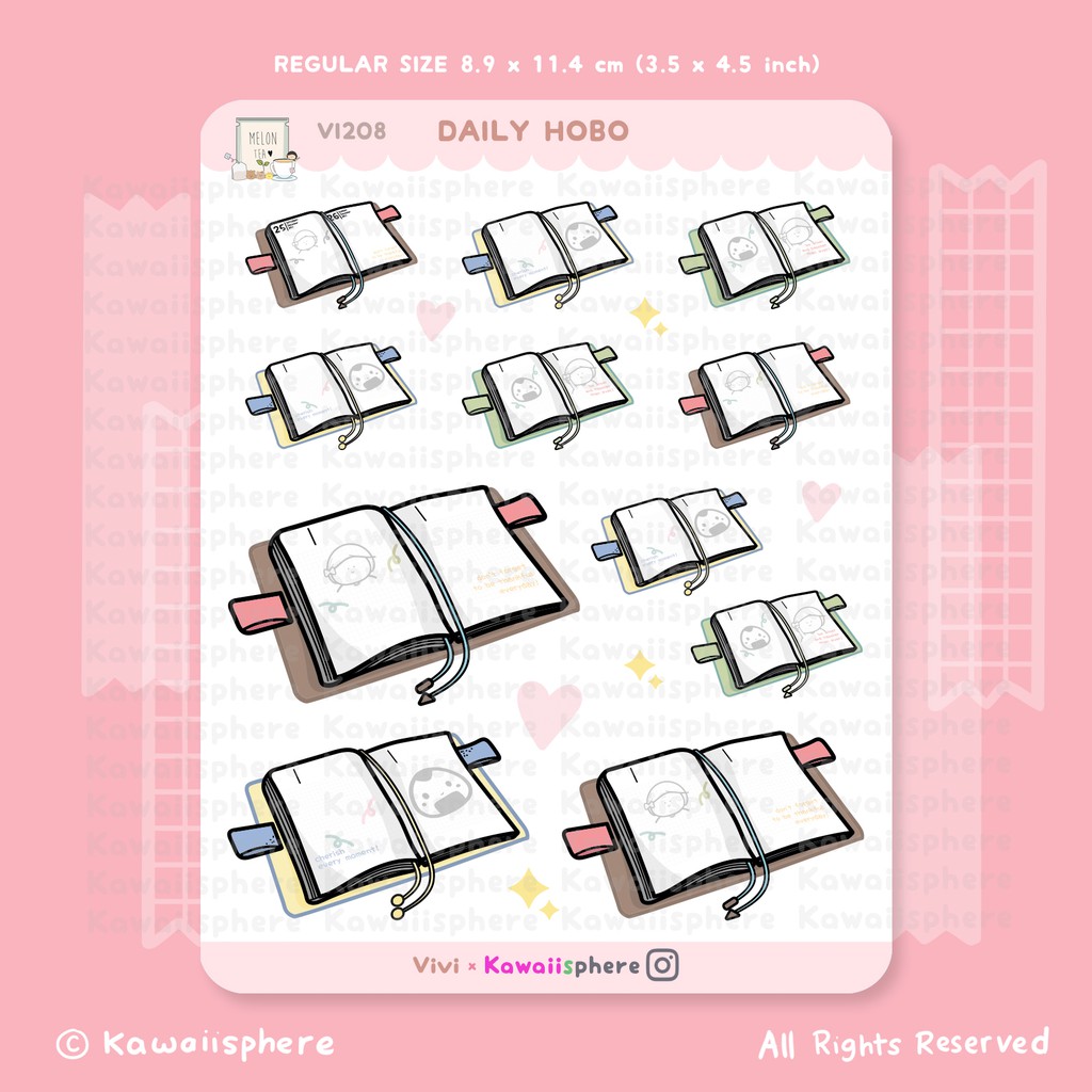 

Daily Hobo | VI208 Kawaiisphere Journal / Ring Binder 6-hole Sticker | Stiker Planner Hobonichi