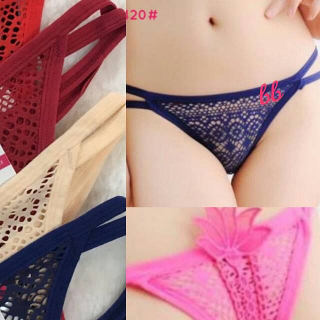 CD Gstring 420 Wanita Sexy Murah Brokat Renda Import Celana Dalam Wanita Semi Gstring Borkat Lembut