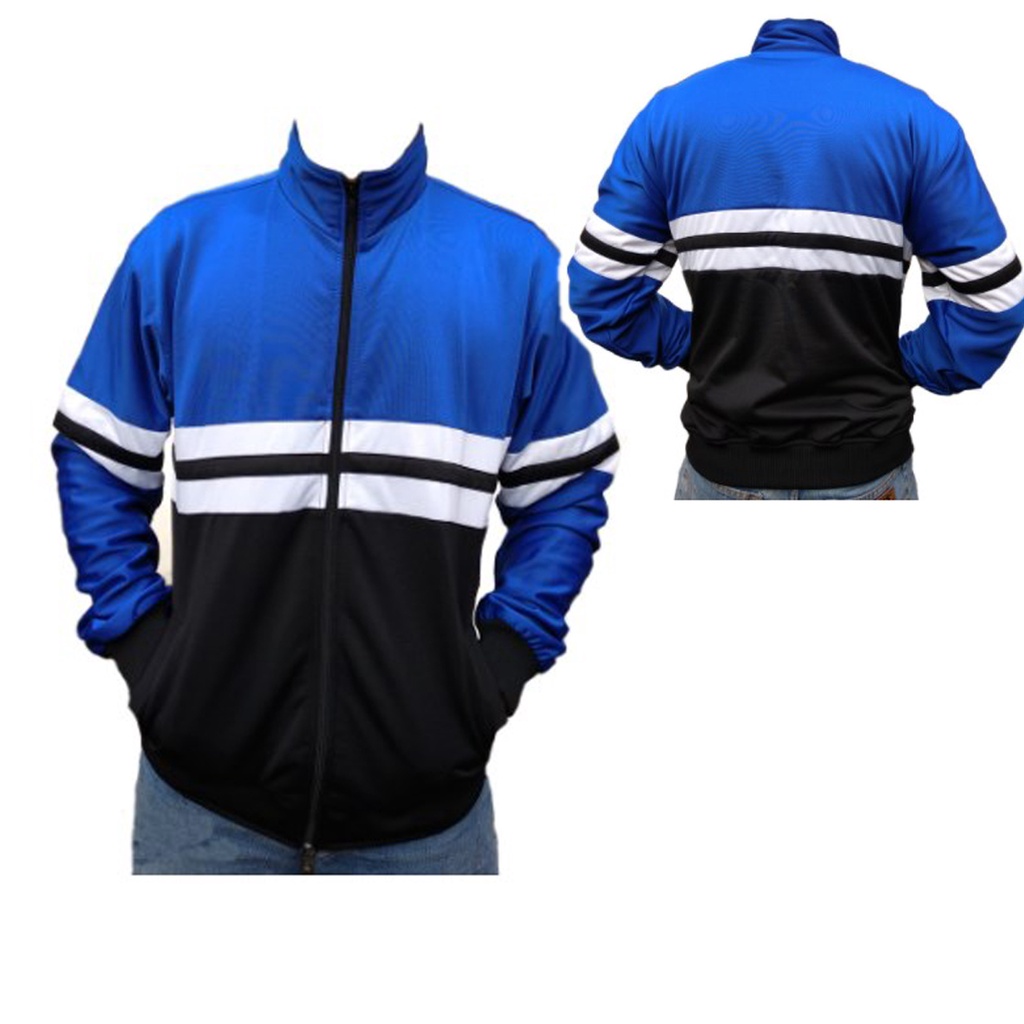 Jaket tracktop zipper polos 3D biru putih hitam jaket hoodie pria/wanita/unisex tersedia ukuran M L 
