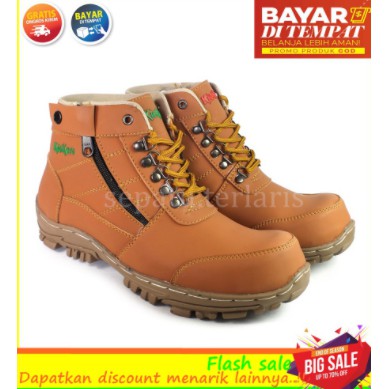 sepatu pria boots safety kickers morisey ujung besi safety