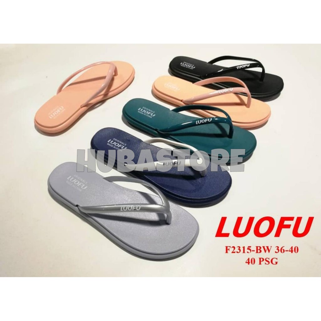 SANDAL JELLY KARET JEPIT COMFORT LUOFU ORIGINAL WANITA F2315-BW