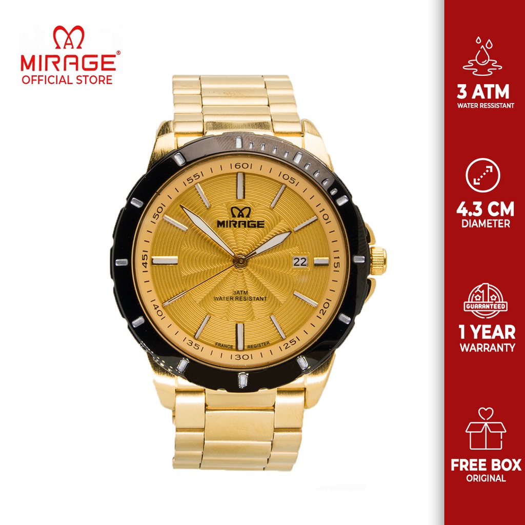 Mirage Jam Tanagan Mirage Jam Tangan Pria Original Anti Air Mirage Sporty Keren Stainless Gold Anti 