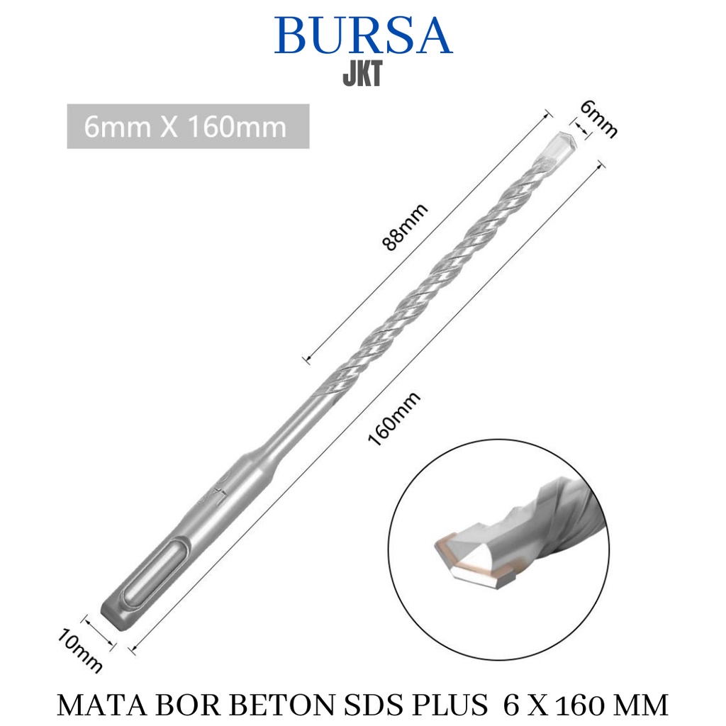 MATA BOR BOBOK PAHAT TEMBOK BETON SDS PLUS ROUND 6 MM X 150 MM