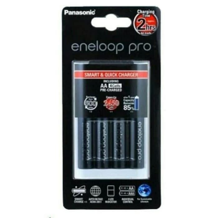 Panasonic Eneloop PRO Quick Charger + 4pcs Battery AA 2500mah