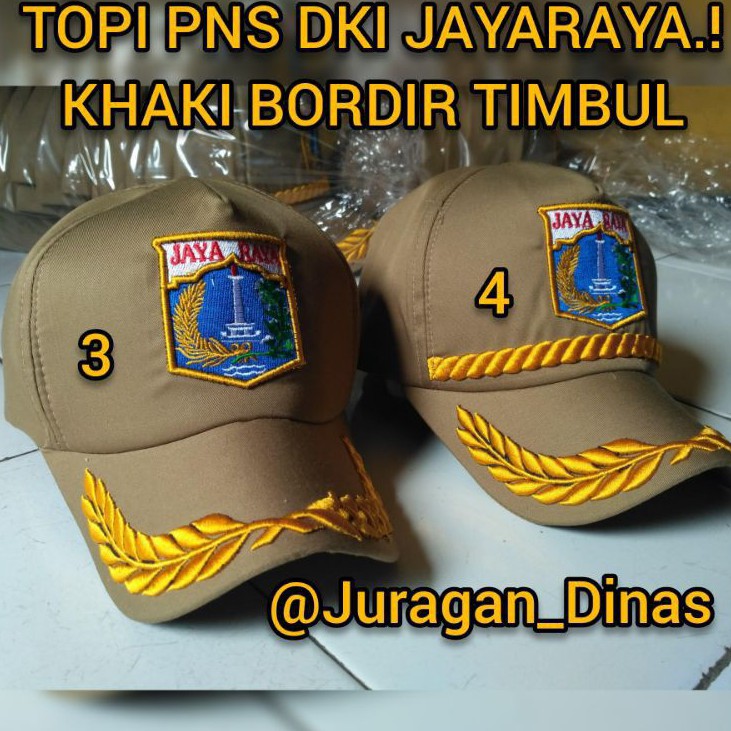 TOPI PNS DKI JAYARAYA KHAKI DRIL BORDIR TIMBUL GOL 3 / 4