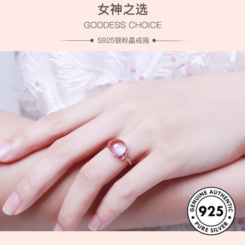 Cincin Desain Kupu-Kupu Aksen Kristal Warna Rose Gold Bahan S925 Silver Untuk Wanita