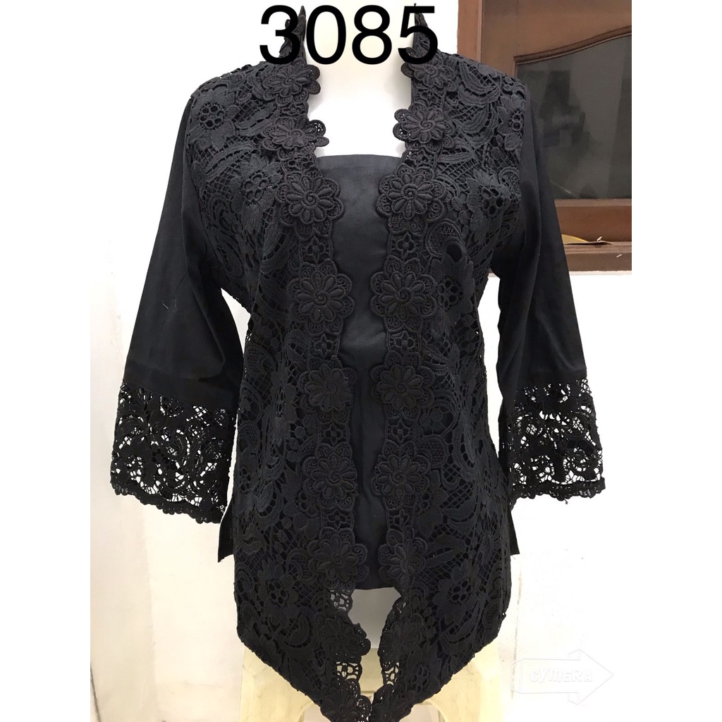 3085 kebaya kutubaru alexuez premium brukat tebal hitam//kutubaru alexuez brukat