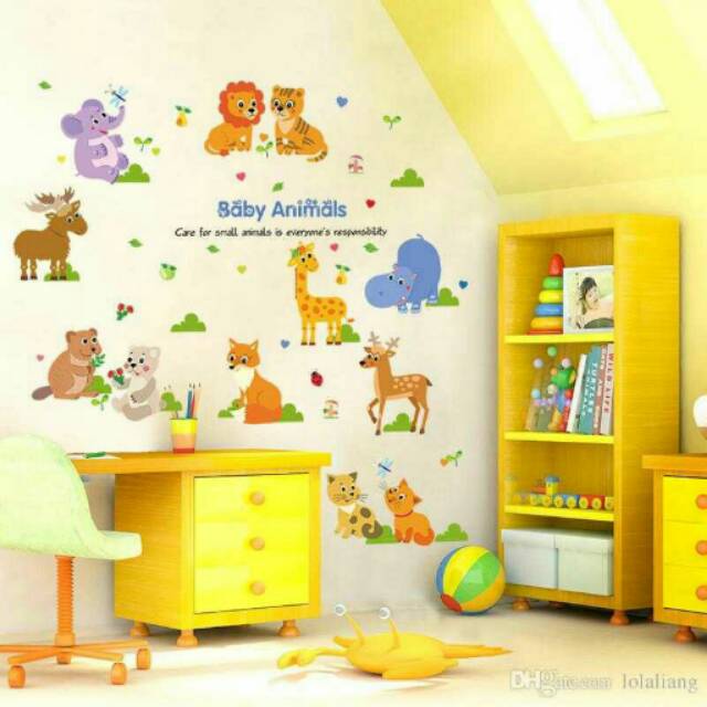 Wallsticker Baby Animals/ stiker dinding/ dekorasi rumah/ edukasi anak/ binatang/ hiasan