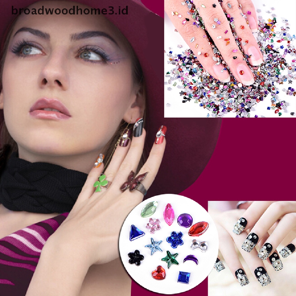 2000pcs / Set Berlian Imitasi 3d Bahan Akrilik Untuk Nail Art Manicure