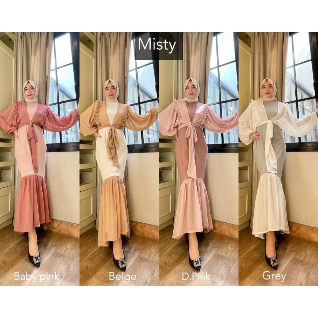 SR FASHION - Dress Wanita Matt Karenina Knit mix Outer Ceruty Misty Dress Premium Ori MK
