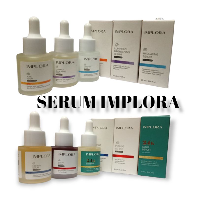 IMPLORA Face Serum / Serum Wajah | Brightening | Midnight Serum | Peeling 20ml