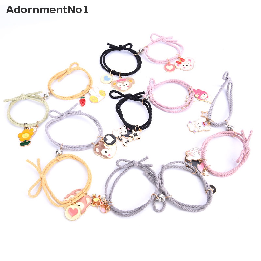 (AdornmentNo1) 2pcs / Set Gelang Tangan Pasangan / Pria / Wanita Magnet Motif Kartun Lucu