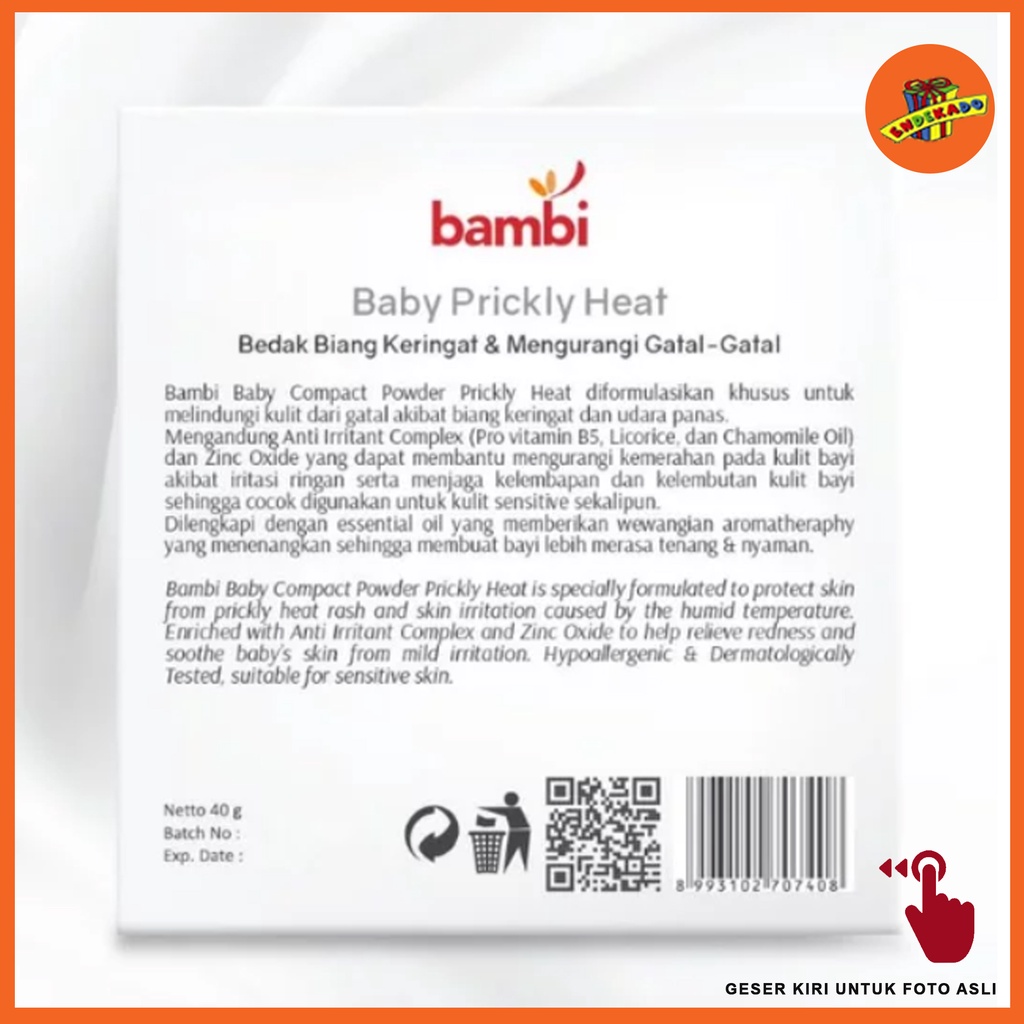 MAKASSAR! BAMBI BABY COMPACT POWDER PRICKLY HEAT 40GR - Bedak Bayi