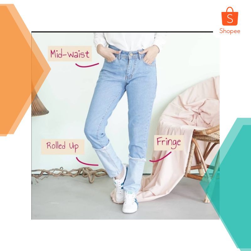 Promo BAGGY CLARA BERLINA JEANS RAWIS LIPAT TWO TONE PREMIUM Keren