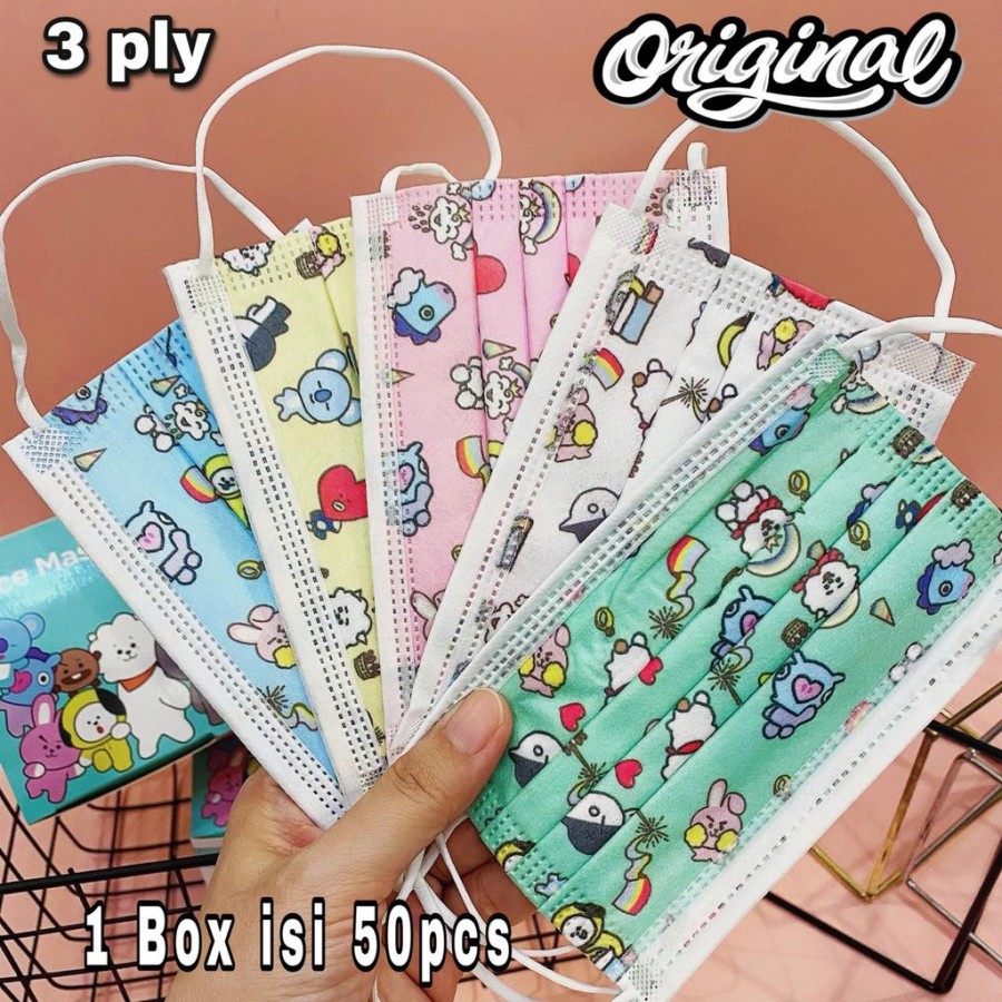 Masker Anak 3ply BTS - Isi 50pcs