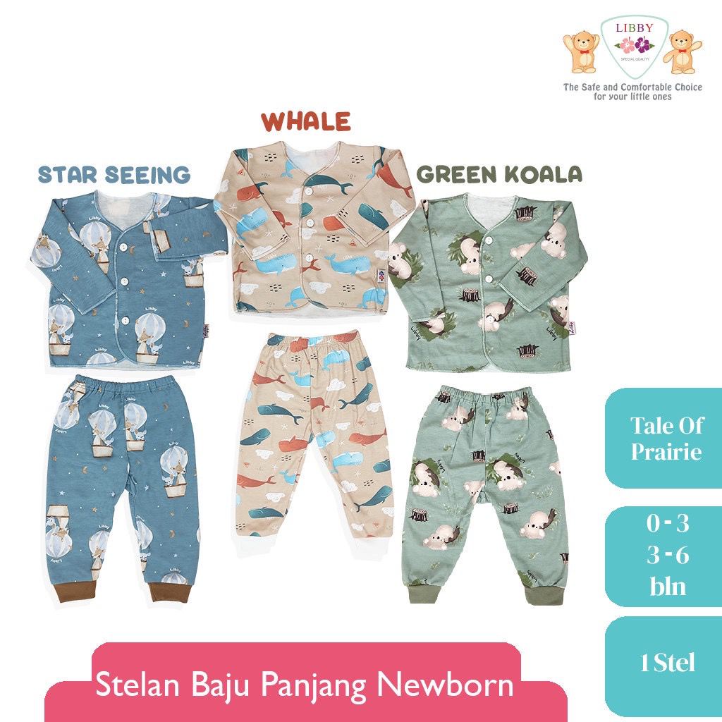 Libby Baby Setelan Panjang motif SML Kancing Depan/ Libby Baju bayi Tale of Prairie