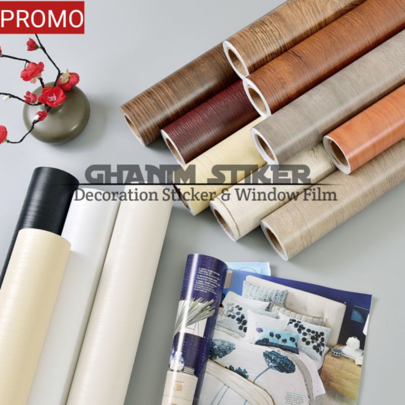 Stiker Furniture Meja Lemari Kaca Lantai Kulkas Lantai Dinding Dapur Motif Marmer Dan Serat kayu Teb