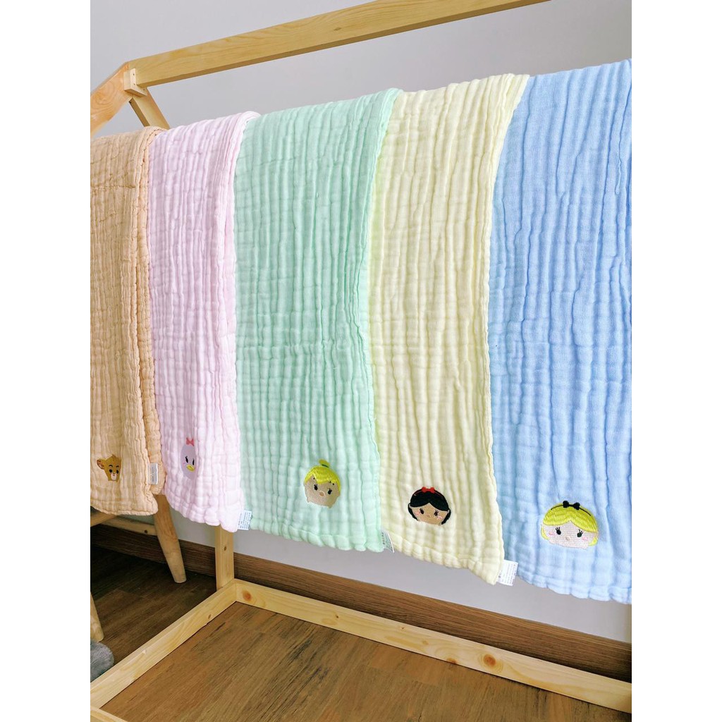 Muslin Blanket (6plies) Tsumtsum embroidery (bisa custom nama)
